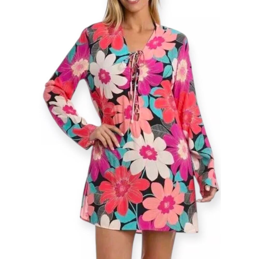 La Blanca Resort Wear In Bloom Lace Up Swim Cover Up XS NWT